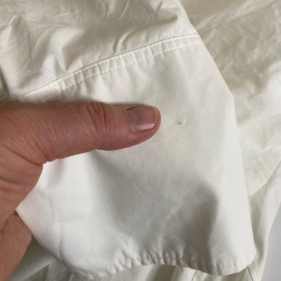 Frame Long Sleeve Asymmetrical Collar White Crisp Button Up Shirt Women’s Sz XL - Picture 9 of 9